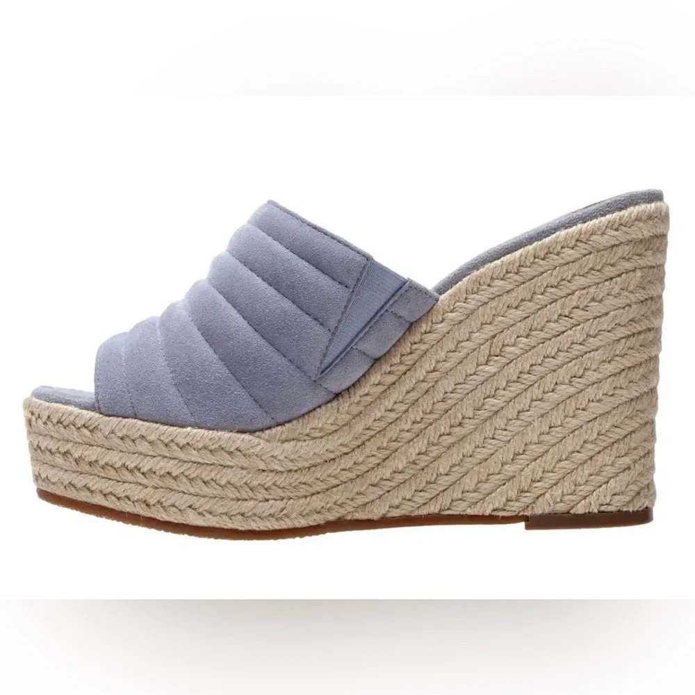 Lisa Vicky Gogo V Lavender Kid Suede 7 M Platform Wedge Sandal Espadrille NIB